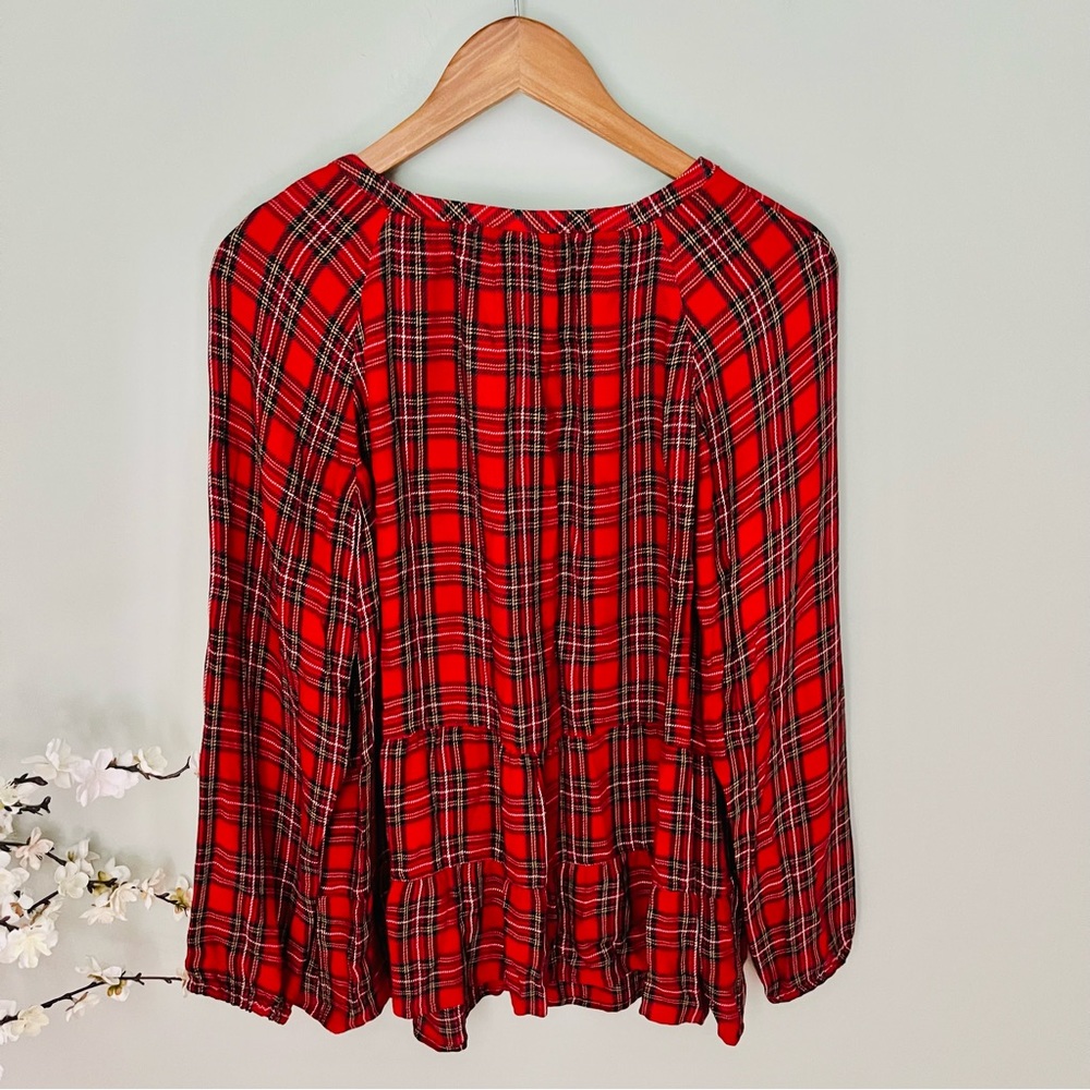 J. Jill Tiered Plaid Blouse Size L - Picture 4 of 4